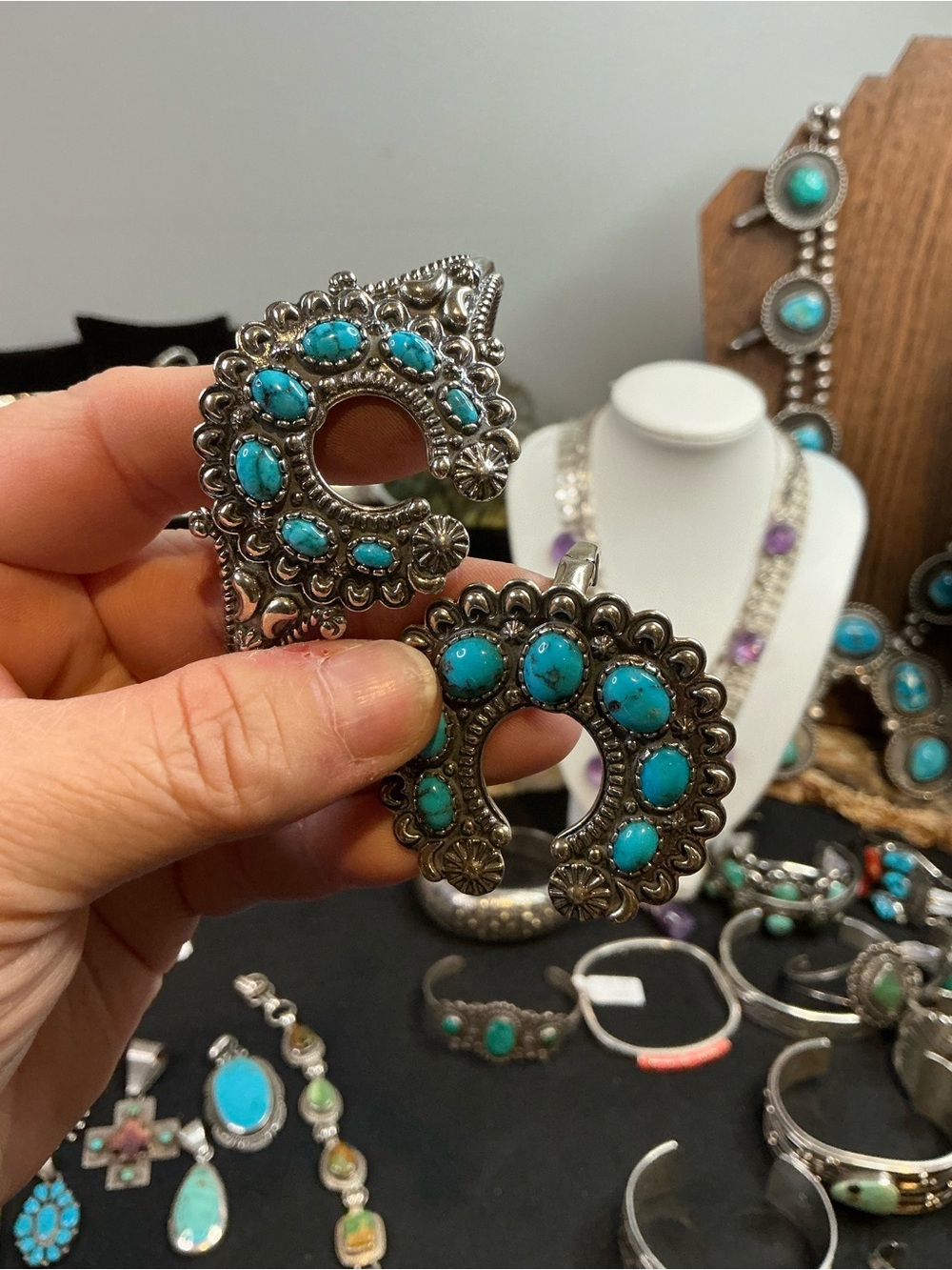 Turquoise Sterling Silver--Cuff and Matching Enhancer Pendant